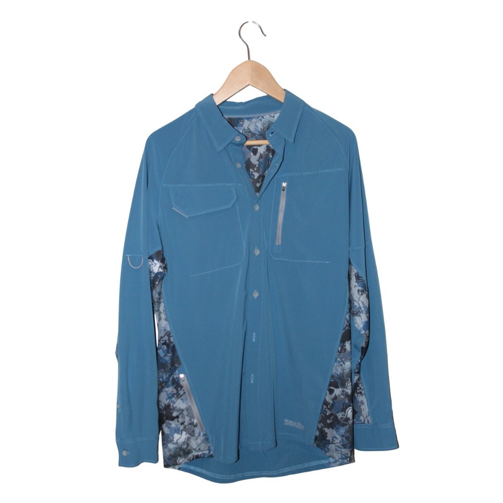 World Wide Sportsman Shirt Mens Medium BLUE Fishing Boating Outdoor Top